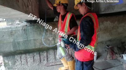 Dokumentasi Project PT Niaga Artha Chemcons - Perbaikan Beton Retak dan Pecah (Injeksi Epoxy)