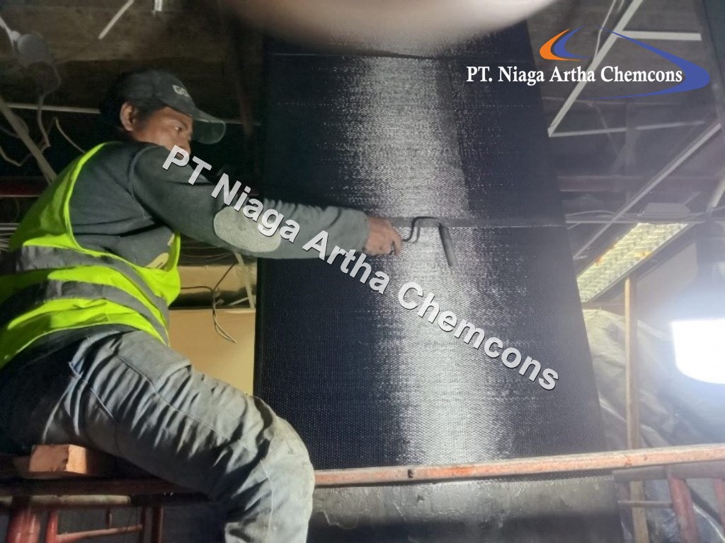 Dokumentasi Project PT Niaga Artha Chemcons - Perkuatan Struktur (CFRP Carbon dan Eglass)