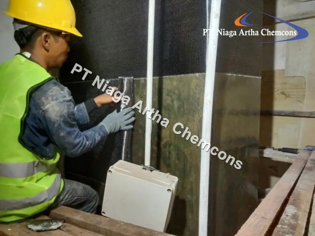 Dokumentasi Project Perkuatan Balok Beton PT Niaga Artha Chemcons - Perkuatan Struktur (CFRP Carbon dan Eglass)