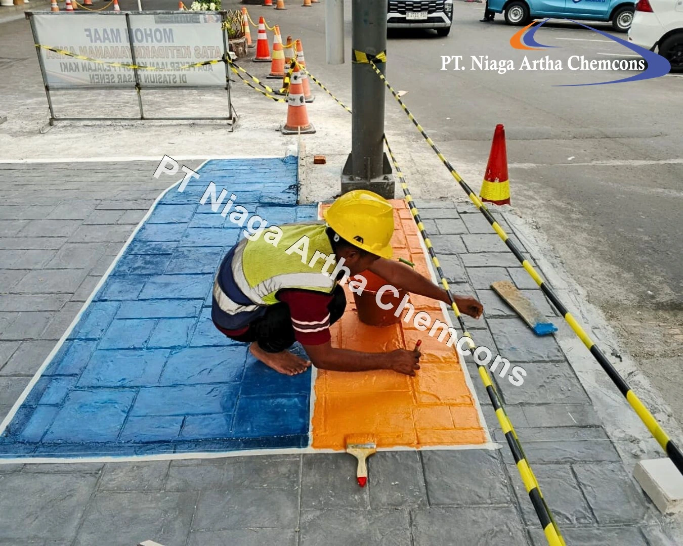 Proyek Stamped Concrete PT Niaga Artha Chemcons di Stasiun Kereta Api