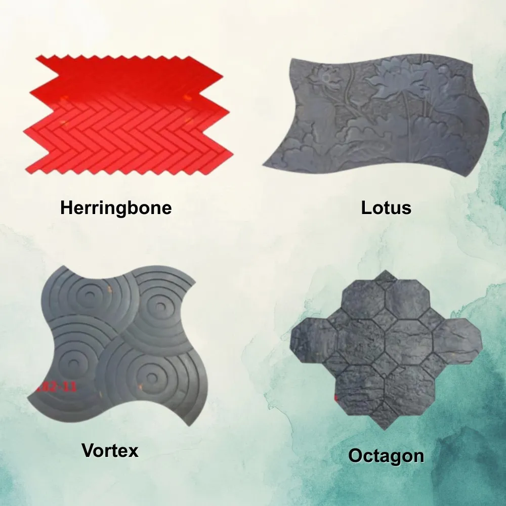 4 motif stamped concrete terbaru Herringbone Lotus Vortex dan Octagon
