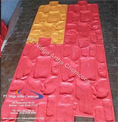 Motif stamped concrete pola batu acak Random StoneContoh molding stamped concrete dengan pola batu acak atau Random Stone