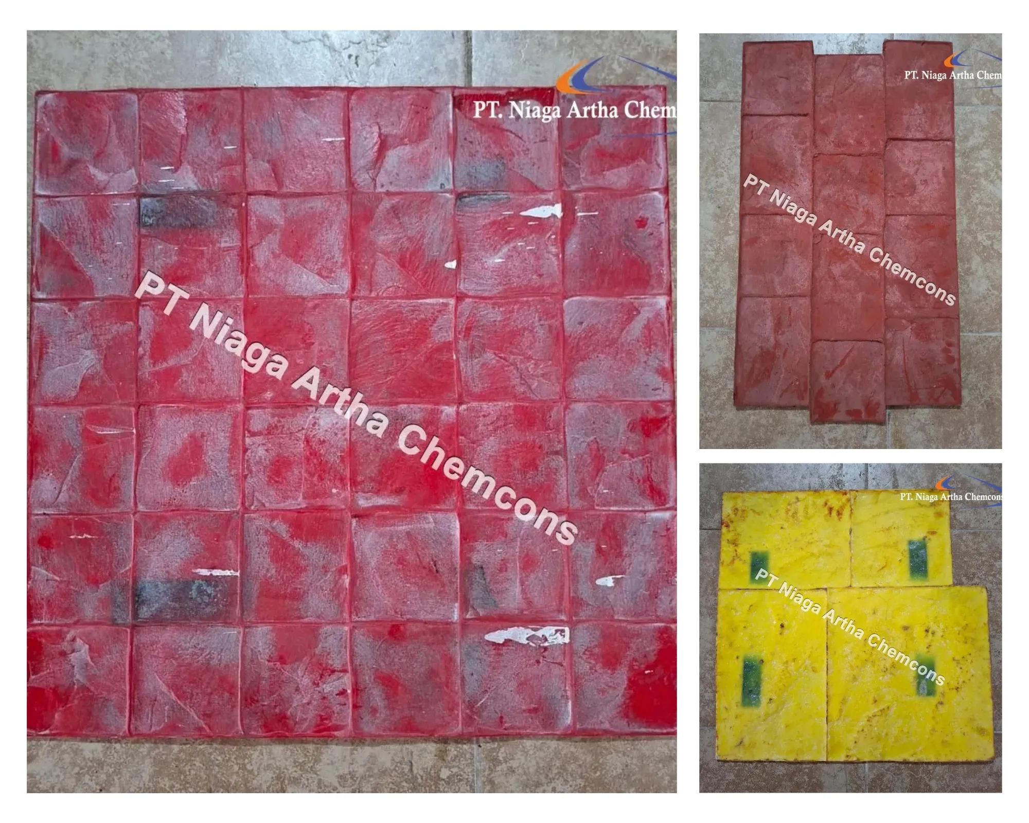 Motif stamped concrete pola grid modular